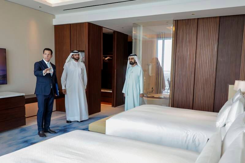 Sheikh Mohammed in one of the hotel's 795 rooms 