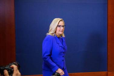 Liz Cheney at Capitol Hill after House Republicans voted to oust her from her leadership role, May 12, Washington, DC  AFP