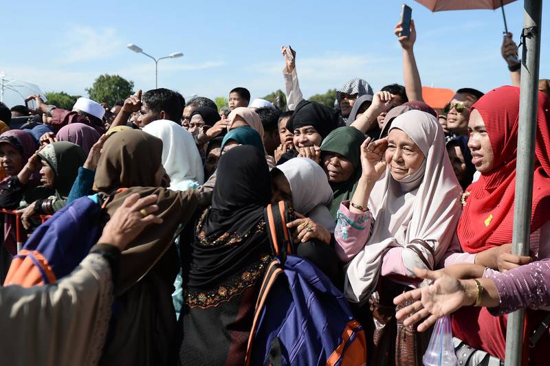Relatives send off Thai Muslims heading to Makkah to perform Hajj. AFP