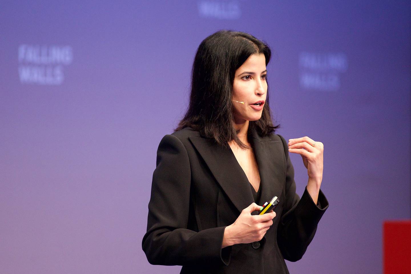 At the 2014 Falling Walls conference, Adah Almutairi earned a laugh from the audience with a quote from 'The Graduate': 'I just have one word to say. Just one word. Are you listening? Are you listening? Plastics.' Photo: Falling Walls Foundation