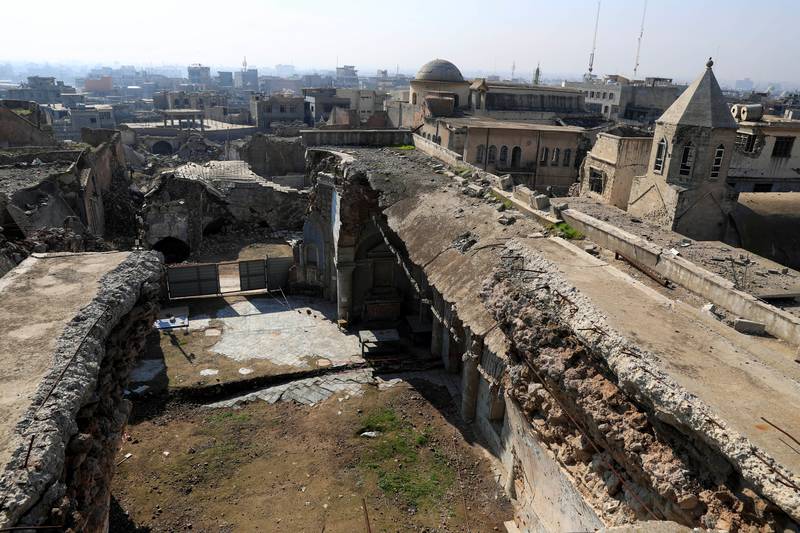 Churches on Hosh Al Bieaa (Church square), damaged and used by ISIS militants as a jail and tribunal. Reuters