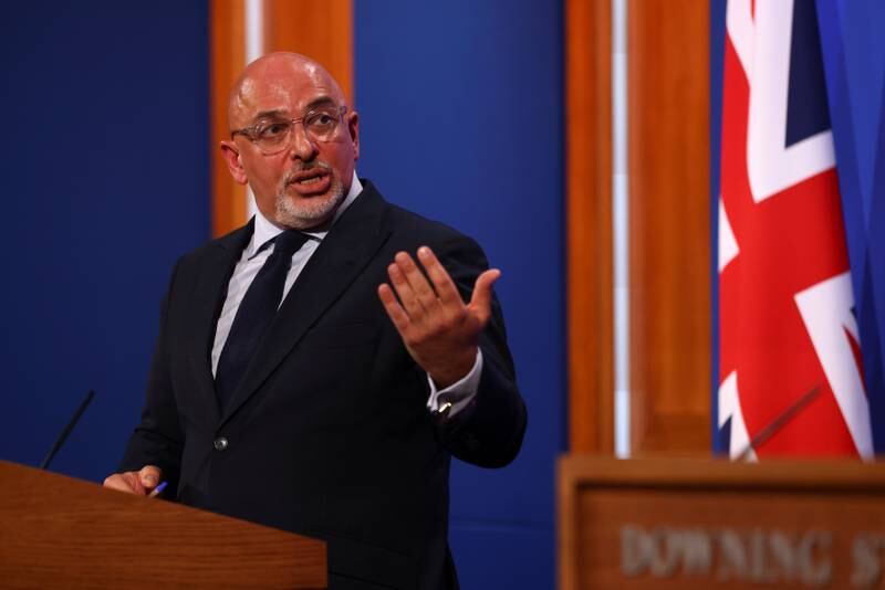 Mr Zahawi holds a media briefing on the coronavirus pandemic at Downing Street in June 2021. Mr Zahawi was appointed minister in charge of the Covid-19 vaccine rollouts in 2020. Getty Images