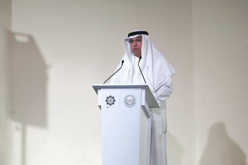 ABU DHABI, UNITED ARAB EMIRATES - May 16 2019.

Dr Abdullah Zamzam attends the Haitham Zamzam Al Hammadi Medal of International Friendship ceremony at the American Community School
 
Launched in 2018, the Haitham Zamzam Al Hammadi Medal of International Friendship is an annual award given to one Junior ACS student for their contribution related to productive and positive global citizenry.

(Photo by Reem Mohammed/The National)

Reporter: 
Section: NA