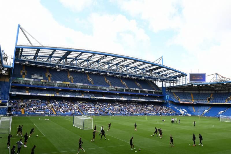 General view of Chelsea training at Stamford Bridge.