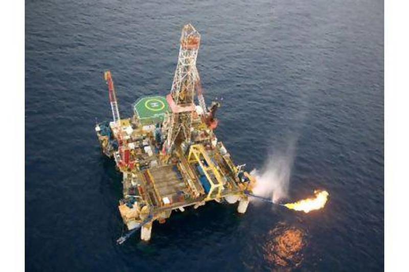 An oil rig operated by Noble Energy drilling for natural gas on the Tamar site off the coast of Israel.
