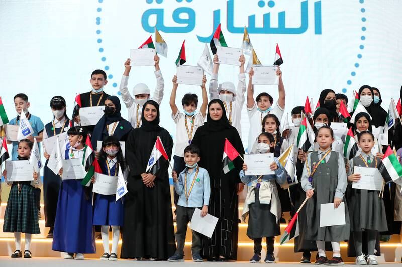 Participants in the Arab Reading Challenge received certificates and medals at an awards ceremony held at HCT Men's College, Dubai. All photos: Chris Whiteoak / The National