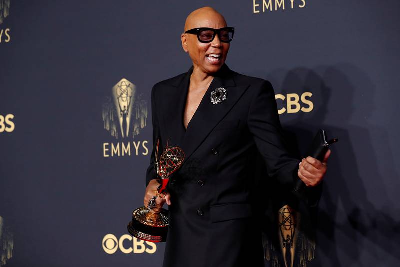 RuPaul Charles poses for a picture with the award for Outstanding Competition Programme for 'RuPaul's Drag Race'. Reuters
