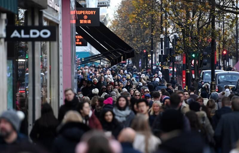 A busy Oxford Street in the run-up to Christmas. EPA