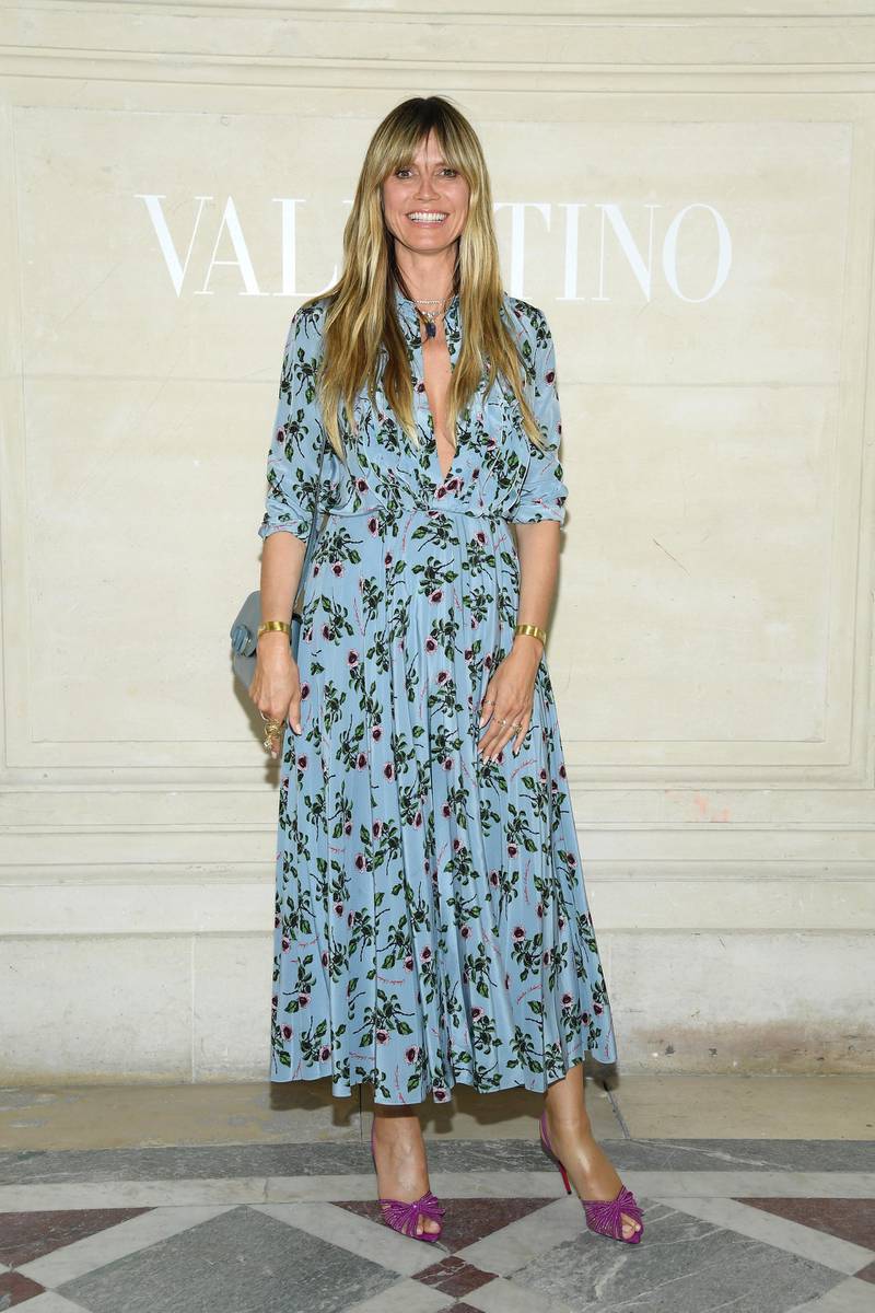 Heidi Klum, in Valentino, attends the Valentino show on July 3, 2019 in Paris, France. Getty Images