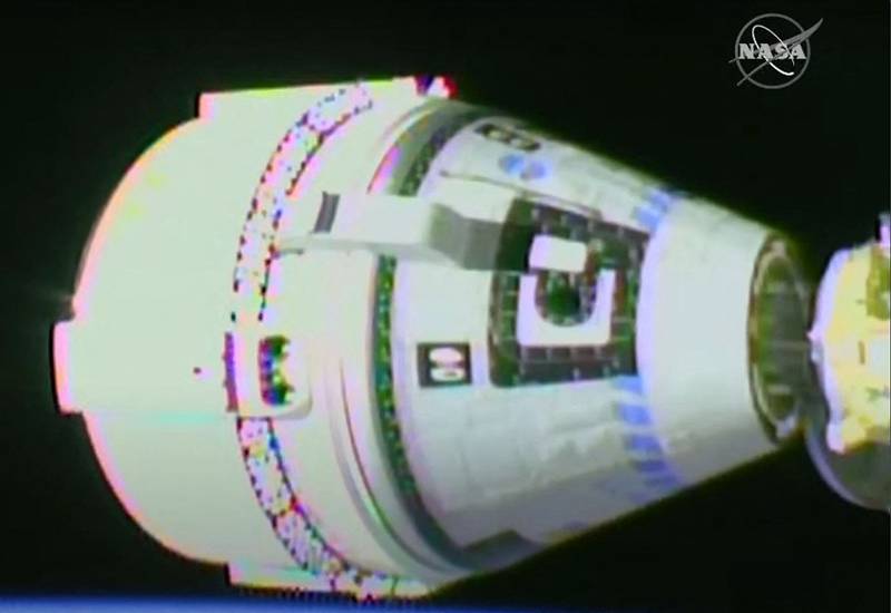 Boeing's Starliner capsule docks with the International Space Station in this Nasa TV video image. AFP