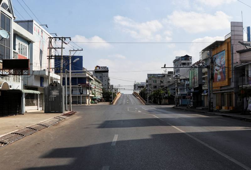 An almost empty road in Mandalay, central Myanmar. Social media posts indicated that the silent strike took place in a number of towns and cities. Reuters