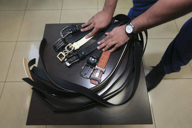 Counterfeit designer goods seized by Dubai Customs in Jebel Ali Port in Dubai. Sarah Dea / The National