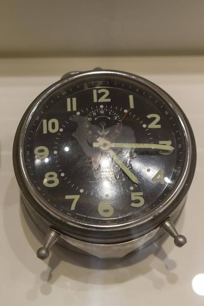 An alarm clock that belonged to Sheikh Khalid bin Mohammed Al Qassimi of Sharjah. Antonie Robertson / The National