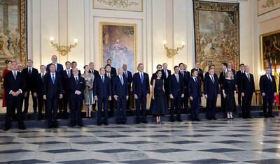 Nato leaders pose for a 'family photo' with King Felipe and Queen Letizia in Madrid. Reuters