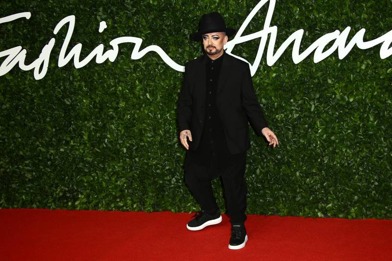 Boy George arrives at the 2019 British Fashion Awards in London on December 2, 2019. AP