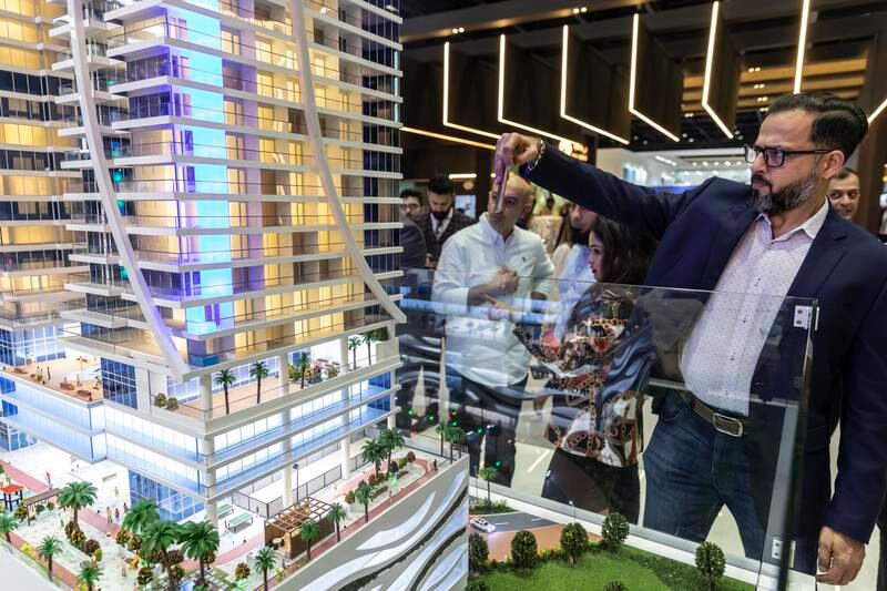 A scale model of a Danube Properties' project at the company's stand. Antonie Robertson / The National
