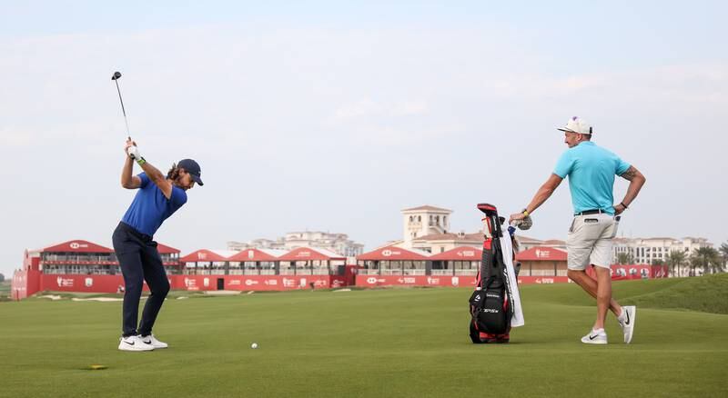 Tommy Fleetwood during a practice round prior to the Abu Dhabi HSBC Championship at Yas Links Golf Course. Getty
