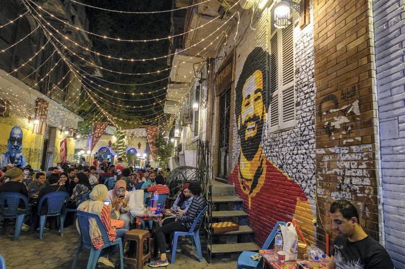 June 12, 2018- Cairo, Egypt. A mural of star footballer Mohamed Salah is painted on an alleyway in downtown Cairo. Egypt will play in the World Cup for the first time in 28 years. (Dana Smillie for The National)