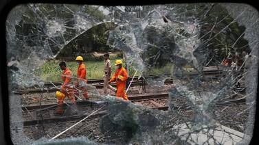 The National Disaster Response Force Rescue works at the site of the train crash in Odisha, India. EPA