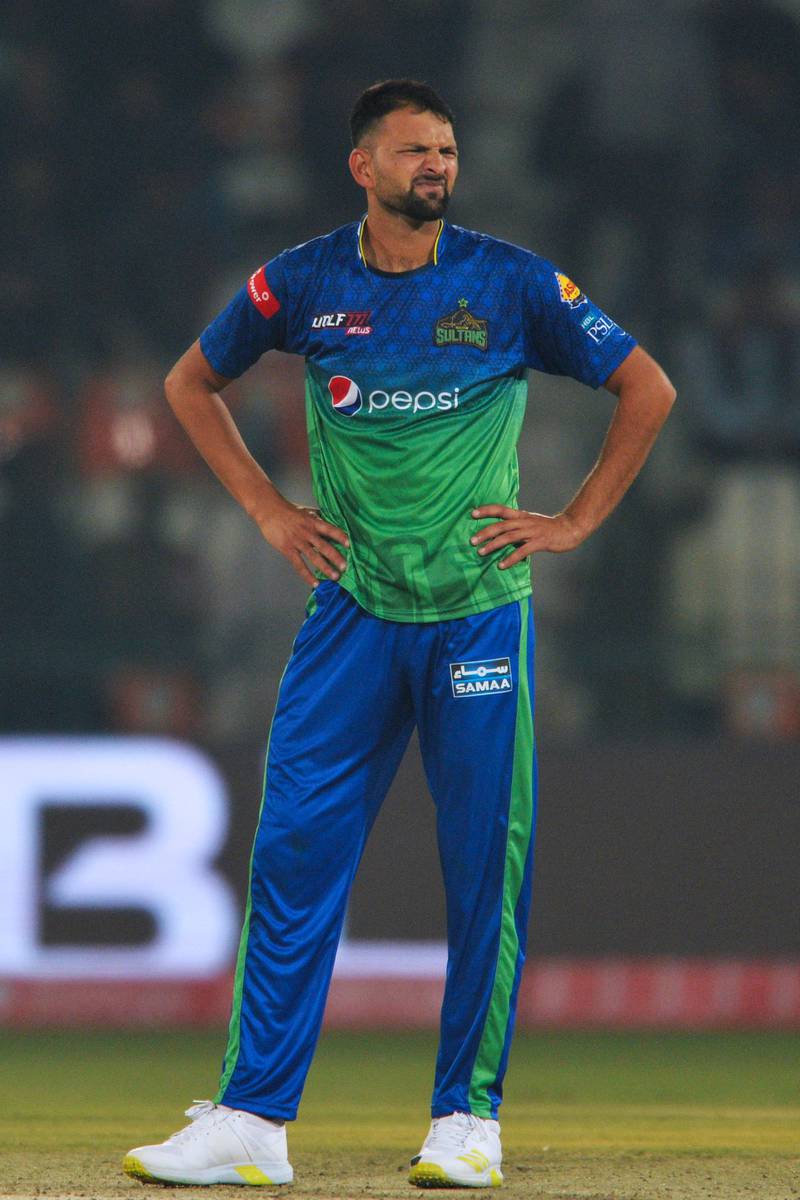 Multan Sultans' Ihsanullah reacts after a fielder drops a catch against Quetta Gladiators. AFP