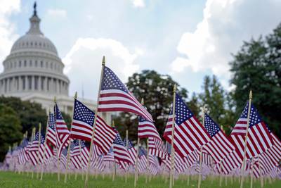 American flags outside the US Capitol on September 11, 2023. AP