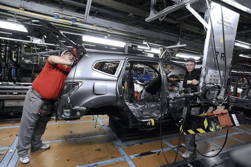 Nissan’s plant near Sunderland. The car maker employs 8,000 people in the UK, with 32,000 more working indirectly. Nigel Roddis / Reuters