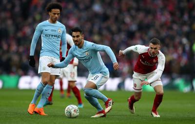 LONDON, ENGLAND - FEBRUARY 25: Ilkay Gundogan of Manchester City during the Carabao Cup Final between Arsenal and Manchester City at Wembley Stadium on February 25, 2018 in London, England. (Photo by Catherine Ivill/Getty Images)