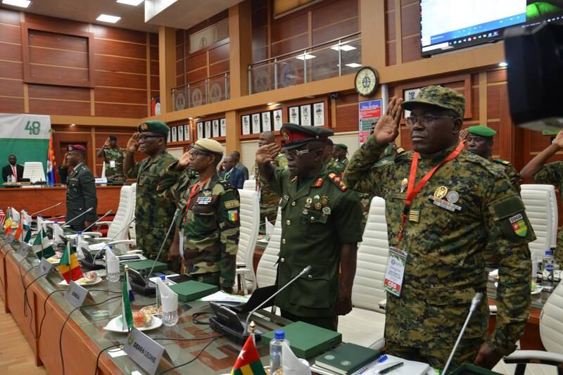 The chiefs of defence staff from Ecowas countries attend a meeting in Abuja to discuss the situation in Niger. EPA