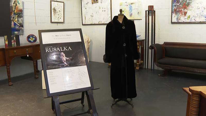 A black mink fur coat and a signed opera poster belonging to Ginsburg were auctioned by Potomack Company Auctions in Alexandria, Virginia, in April. AP