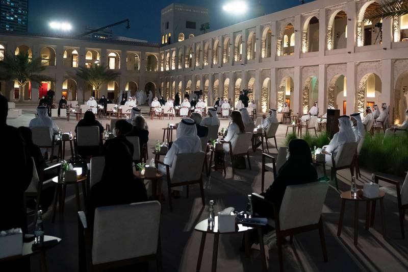 ABU DHABI, UNITED ARAB EMIRATES - April 07, 2021: A general view of the Abu Dhabi Awards ceremony, at Qasr Al Hosn.

( Hamad Al Mansoori / Ministry of Presidential Affairs  )
---
