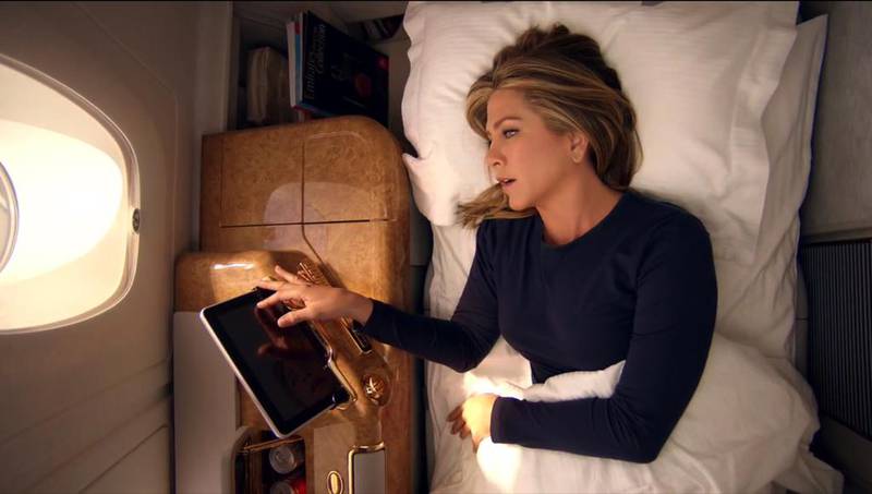 Emirates, now with a route network of 140 cities, and 267 aircraft on order worth $128 billion, rolled out its new television advert featuring Friends star Jennifer Aniston earlier this month. Courtesy Emirates
