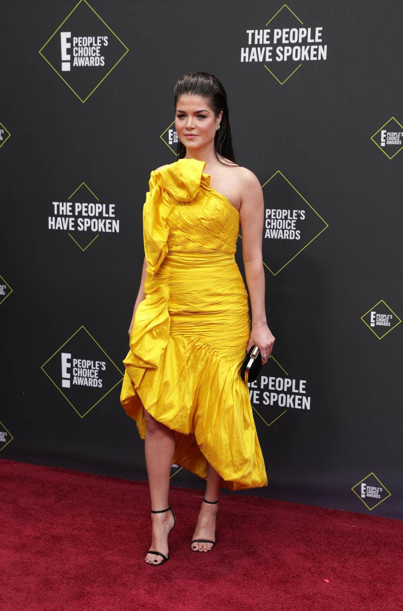 Marie Avgeropoulos arrives at the 2019 People's Choice Awards in Santa Monica, California, on Sunday, November 10, 2019. Reuters