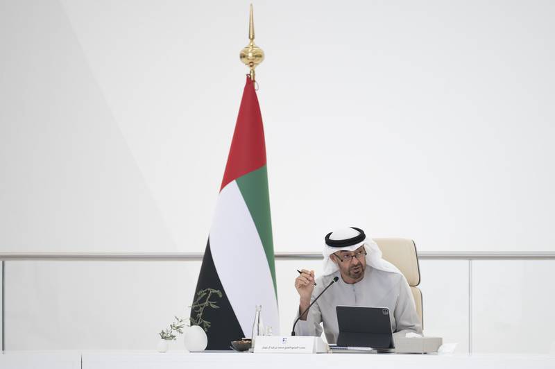 Sheikh Mohamed bin Zayed, Crown Prince of Abu Dhabi and Deputy Supreme Commander of the Armed Forces, met with Adnoc's board of directors at Expo 2020 Dubai and approved the company’s updated strategy. All photos: Ministry of Presidential Affairs