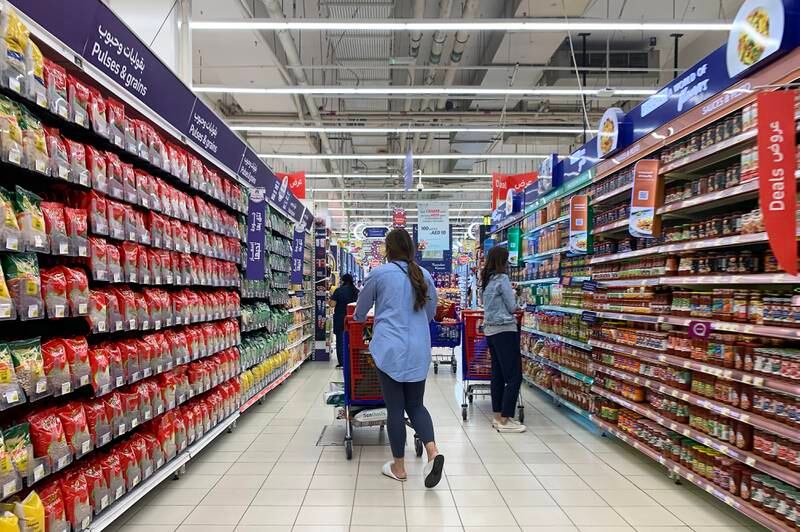 Carrefour maintains a six-month reserve of essential goods. Pawan Singh / The National 