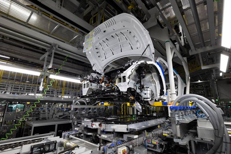 A battery pack being installed on a Hyundai Ioniq 5 electric vehicle. The last time Hyundai Motor sold a car in Japan was in 2009, when it pulled out after years of dismal sales. Bloomberg