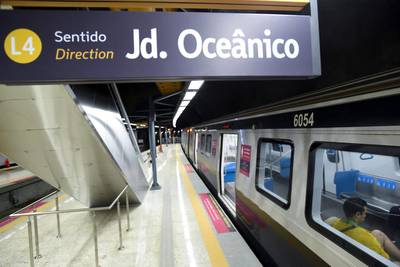 A train waits about to depart on the new Metro line number 4, opened just in time for the Games. The Rio 2016 Olympics will take place from August 5 until August 21, with the opening ceremony today. Lukas Coch / EPA