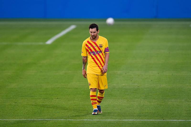 Lionel Messi during the pre-season friendly match between  Barcelona and Gimnastic de Tarragona at Johan Cruyff Stadium. AFP