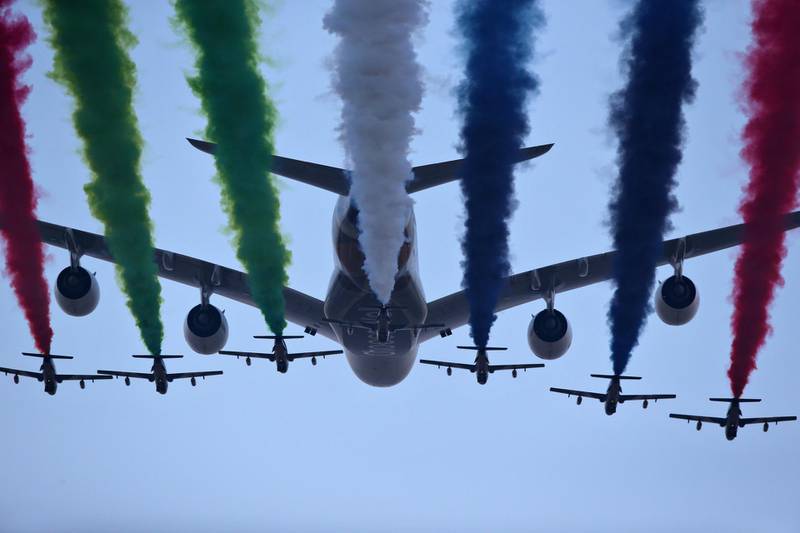 The flyby before the Abu Dhabi Formula One Grand Prix at Yas Marina Circuit. Getty Images