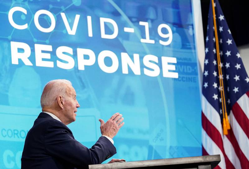 US President Joe Biden delivers remarks on the administration's response to Covid-19 in the White House in Washington. Reuters