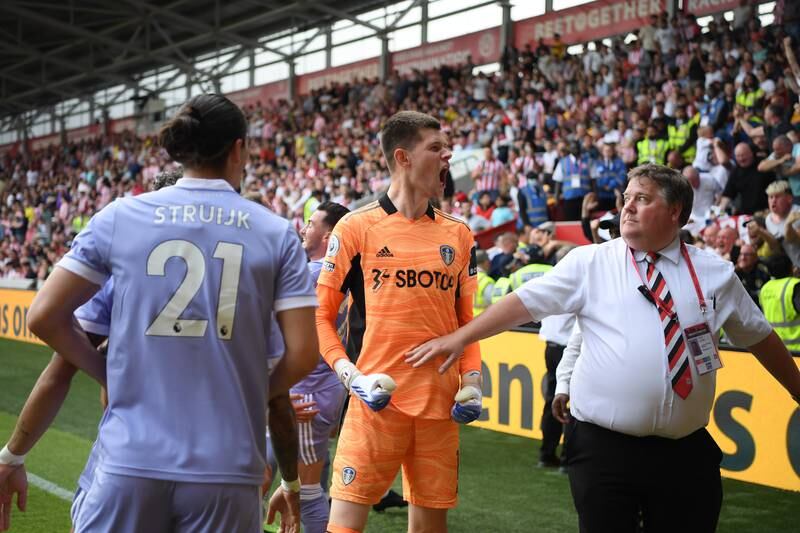LEEDS RATINGS: Illan Meslier 7 – Tipped over the bar when first called upon, and saved easily from Wissa’s speculative effort from range. Dealt with Mbeumo’s tame effort in the second half. Getty
