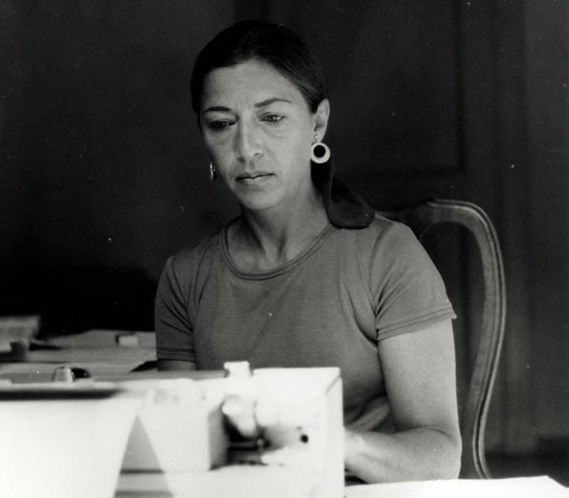 Ruth Bader Ginsburg types while on a Rockefeller Foundation fellowship in Italy in 1977. Collection of the Supreme Court of the United States via AP