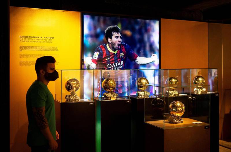A picture of Lionel Messi on display at the  club's museum in Barcelona. EPA