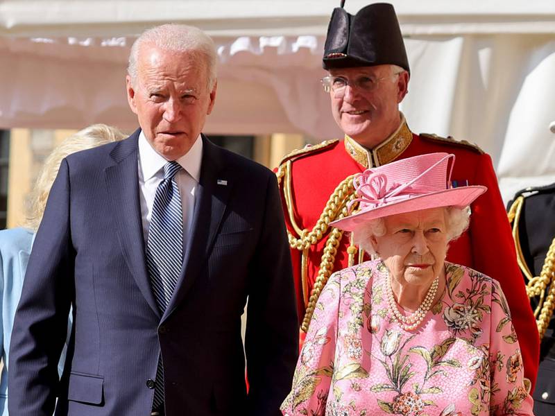 Queen Elizabeth II with US President Joe Biden during his visit to Windsor Castle in Berkshire in June 2021. PA
