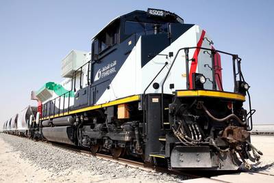 Etihad Rail's freight service will carry everything from shipping containers to petrochemicals. Photo: Etihad Rail.