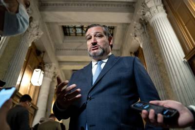 Ted Cruz speaks to reporters outside the Senate Chamber at the US Capitol in Washington. Bloomberg