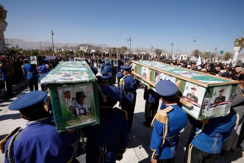 A mass funeral for pro-Houthi rebels. In oil-rich Shabwa province, 40 rebels were killed 10 days ago when the Southern Transitional Council seized a military base, while as many as 280 died in air strikes on Marib and Al Bayda at the weekend. EPA