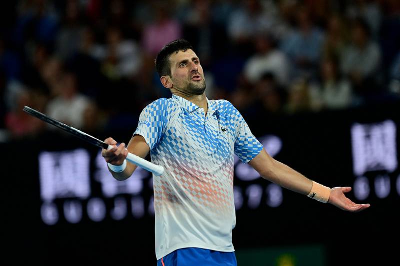 Novak Djokovic reacts. AFP