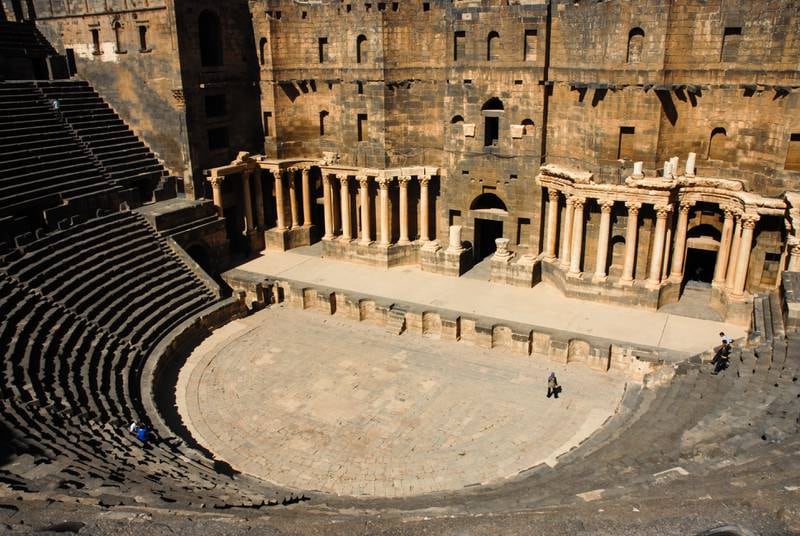A 2nd-century Roman amphitheatre in Bosra, Syria has been declared a Unesco World Heritage Site but suffered damage during the country's civil war. All photos: Getty