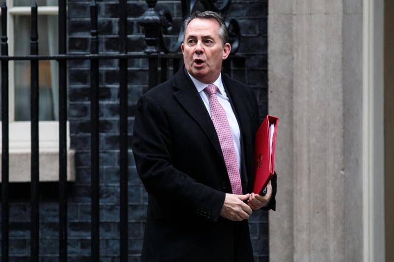 LONDON, ENGLAND - FEBRUARY 05:  International Trade Secretary Liam Fox arrives for the weekly Cabinet meeting at Number 10 Downing Street on February 5, 2019 in London, England. British Prime Minister Theresa May will make a speech in Northern Ireland this afternoon pledging to avoid a hard border in Ireland after Brexit. (Photo by Jack Taylor/Getty Images)