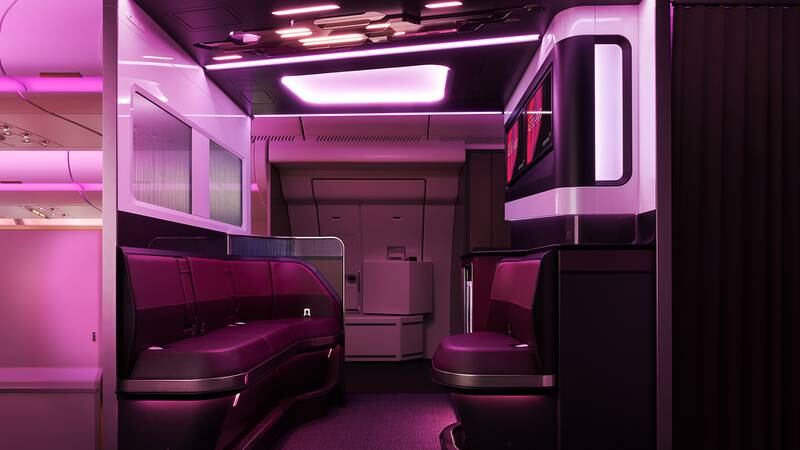The Loft, Virgin Atlantic’s onboard social space, has room for eight people.